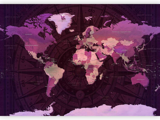 artgeist Premium Wall Mural World Map 177x124 in - XXL Non-Woven Wallpaper Fleece Wall Decor Photo Print Picture Image Design Home Map of The World k-A-0273-a-a