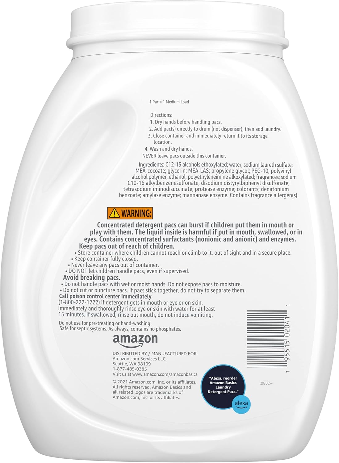Amazon Basics Laundry Detergent Pods, 120 Pacs for 120 Medium Loads, Lavender Scent, (Previously Solimo) (Pack of 2)
