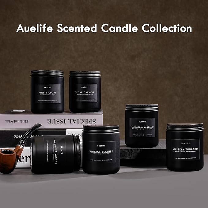 Scented Candles for Men | Vintage Oak Candle - Candle for Men, Manly Candles for Home Scented, Man Gifts for Him/Friend -7oz Black Jar