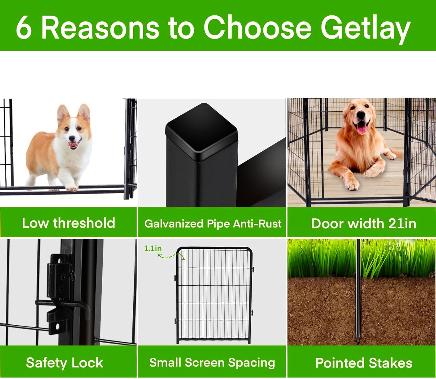 Garden Fencing 40 inch High, 14 Panels Total 31 Ft(L), Gate 21 inches Wide with Low Sills. Fencing for Garden Beds, Dog Digging Fences Barrier, Dog Fences for The Yard, Animal Barrier Fence
