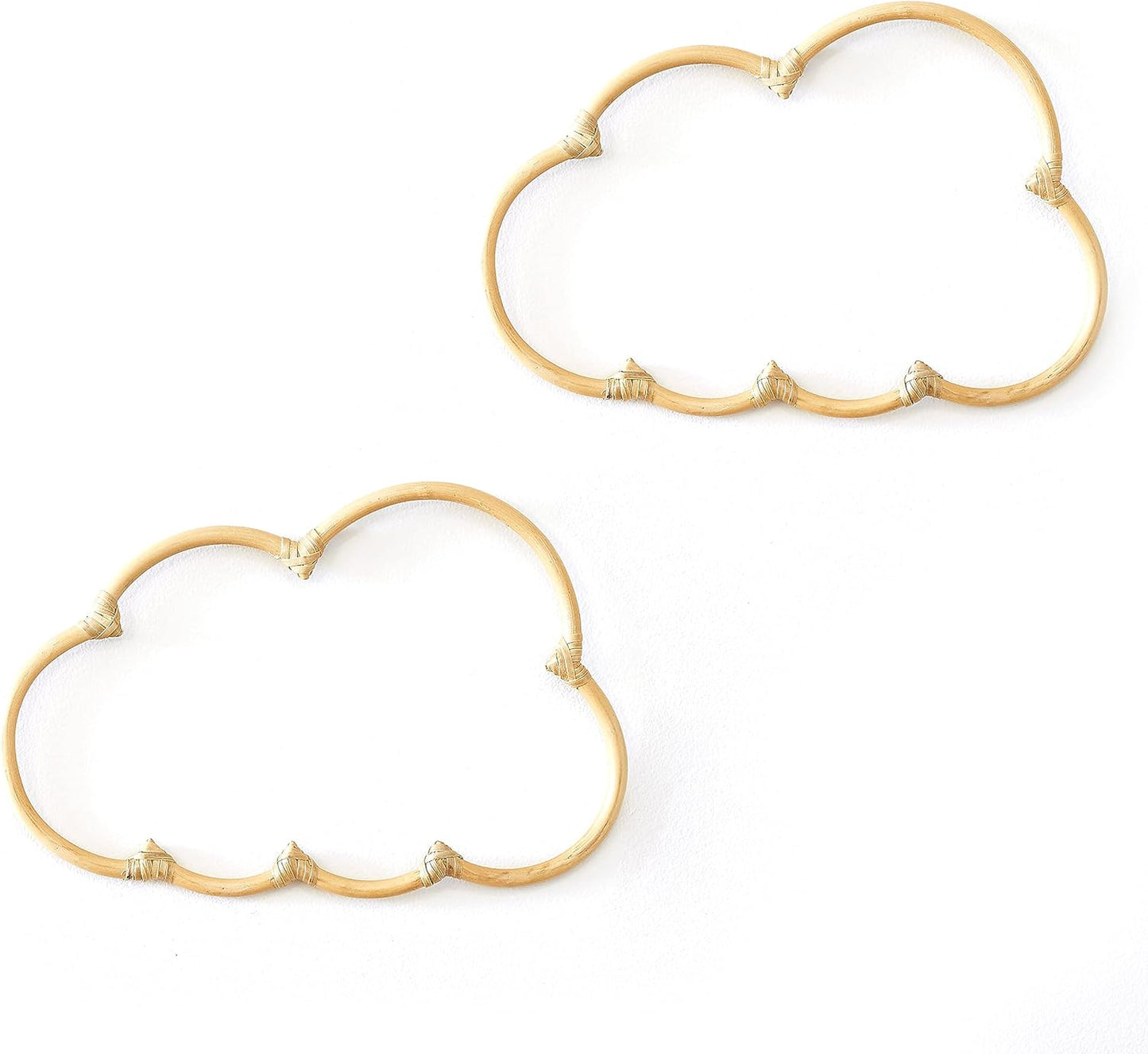 BEBE BASK Handmade Wicker Cloud Décor Set of 2 - Rattan Cloud Decorations - Décor for Bedroom and Baby Nursery Wall - for Girls Room