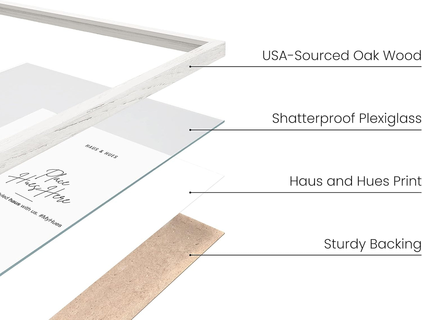 Haus and Hues 4x6 Picture Frame Wood - Set of 9 Natural Wood Frame 4x6, White Photo Frame 4x6 for Walls, 4x6 Wood Picture Frame, 4 by 6 Picture Frame, 4x6 Frames for Pictures (Standalone White Oak Frame)