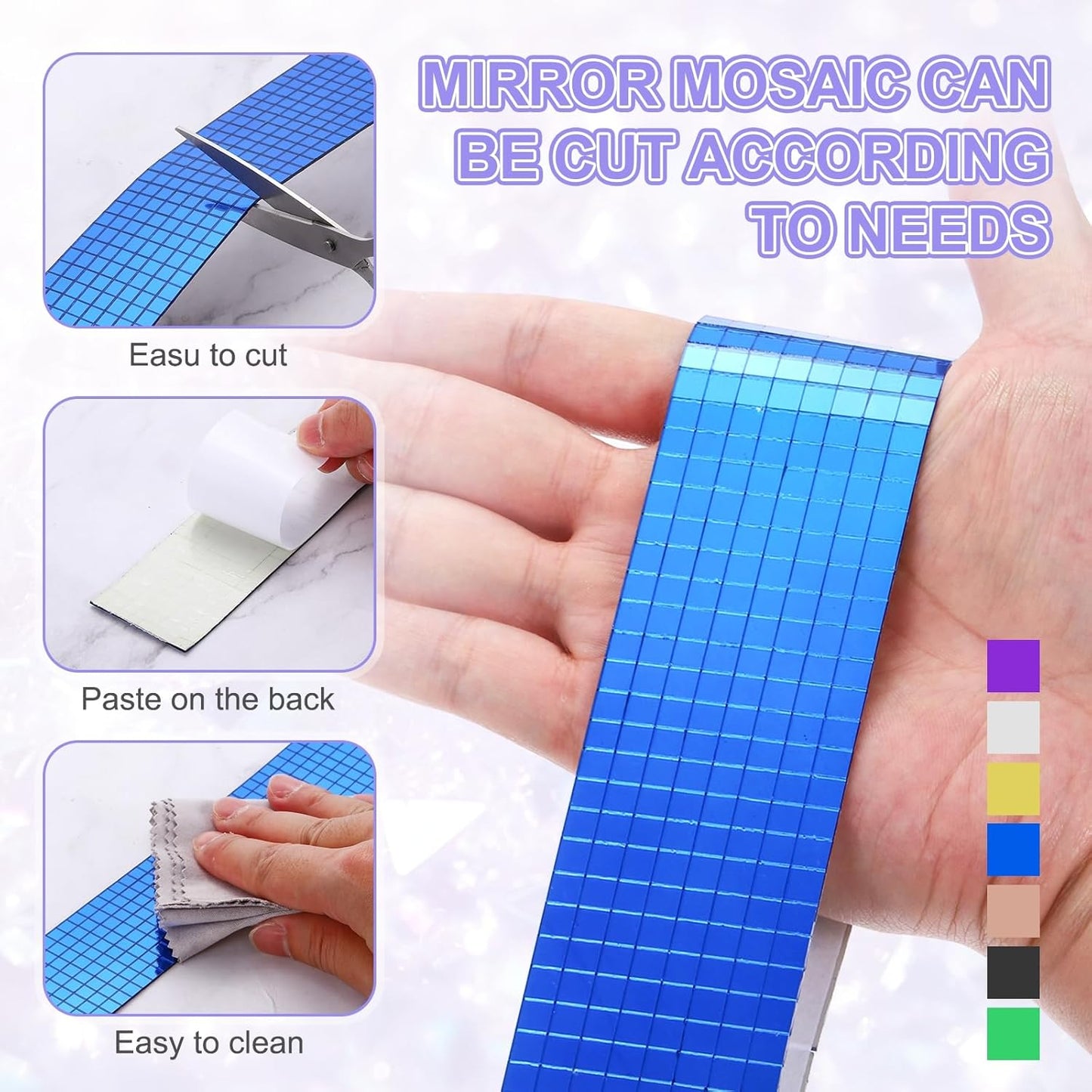 MECCANIXITY Self Adhesive Glass Mirror Mosaic Tiles 3200 Pcs 5 x 5 mm Disco Tiles for Craft Decoration Glass Mirror Disco Ball Rose Gold 2 Pcs