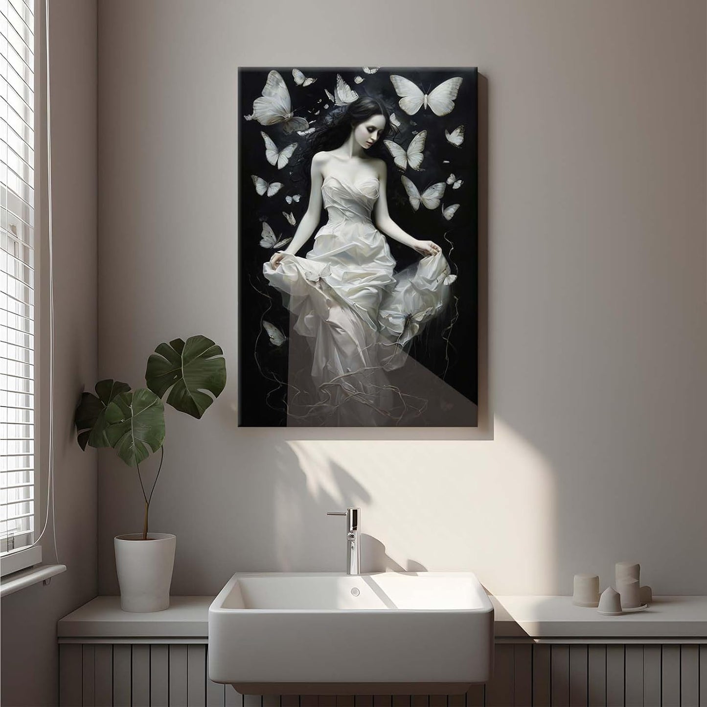 JFHCQJPK Vintage Gothic Feminine Canvas Wall Art Print Butterfly Poster Moody Preppy Wall Art Dark College Decor for Home Bedroom28x40in Frameless