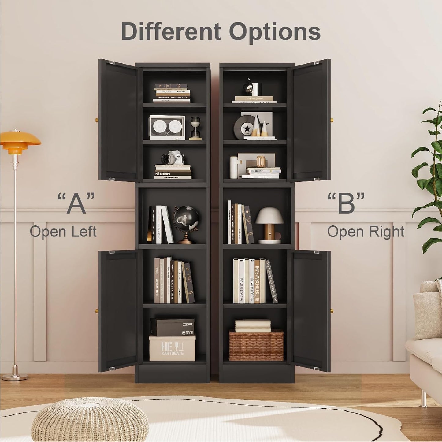 67" Tall Bathroom Storage Cabinet, Narrow Metal Floor Cabinet with 2 Doors and Adjustable Shelves, Freestanding Metal Locker for Laundry, Kitchen, Dining Room