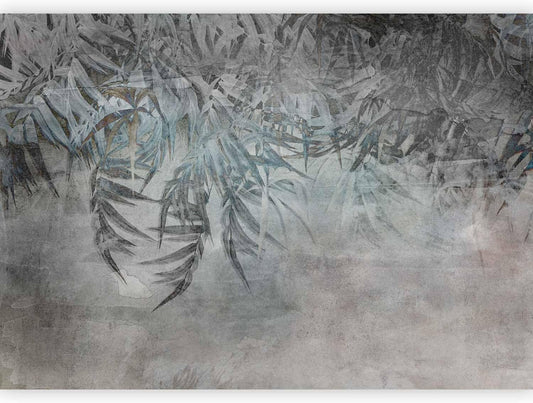 artgeist Premium Wall Mural Leaves 177x124 in - XXL Non-Woven Wallpaper Fleece Wall Decor Photo Print Picture Image Design Palm Leaves Concrete Nature Grey b-C-10103-a-a