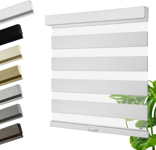 Cordless Zebra Blinds for Windows, Blackout Interior Blinds,Easy to Install,UV Protection,for Offices and Home,Custom Roller Shades, Mousse Beige,12" W x 80" H