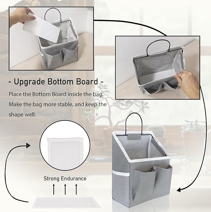 2pcs Small Wall Hanging Baskets for Organizing, Wall Hanging Storage Bag as Over the Door Organizer, Wall File Organizer, Rv Storage and Organization. For Bedroom, Office, Camper (Gray)