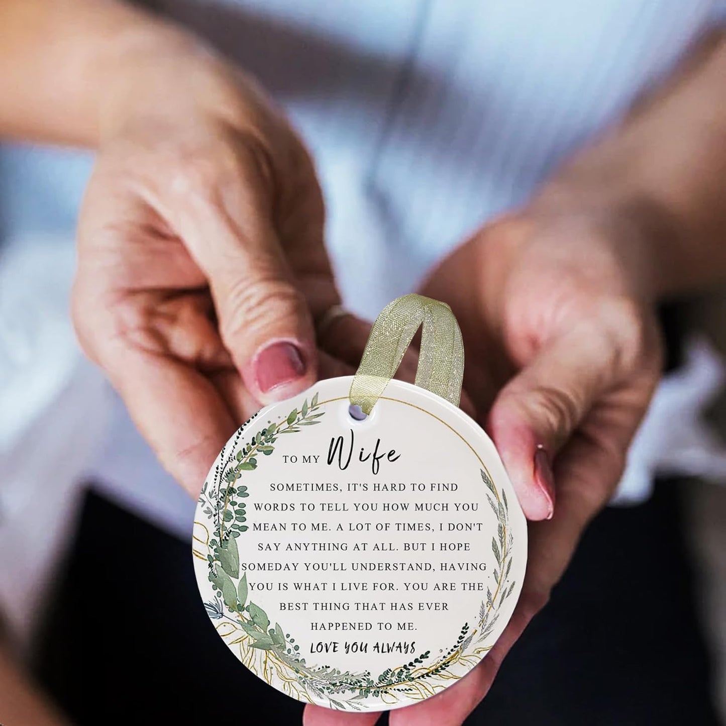 Wife Ornaments 2025 Wife Xmas Ornament Wife Christmas Ornament for Wife Forever Wife Best Wife Ever Gift Double-Sided Printing Ceramic 2.9"