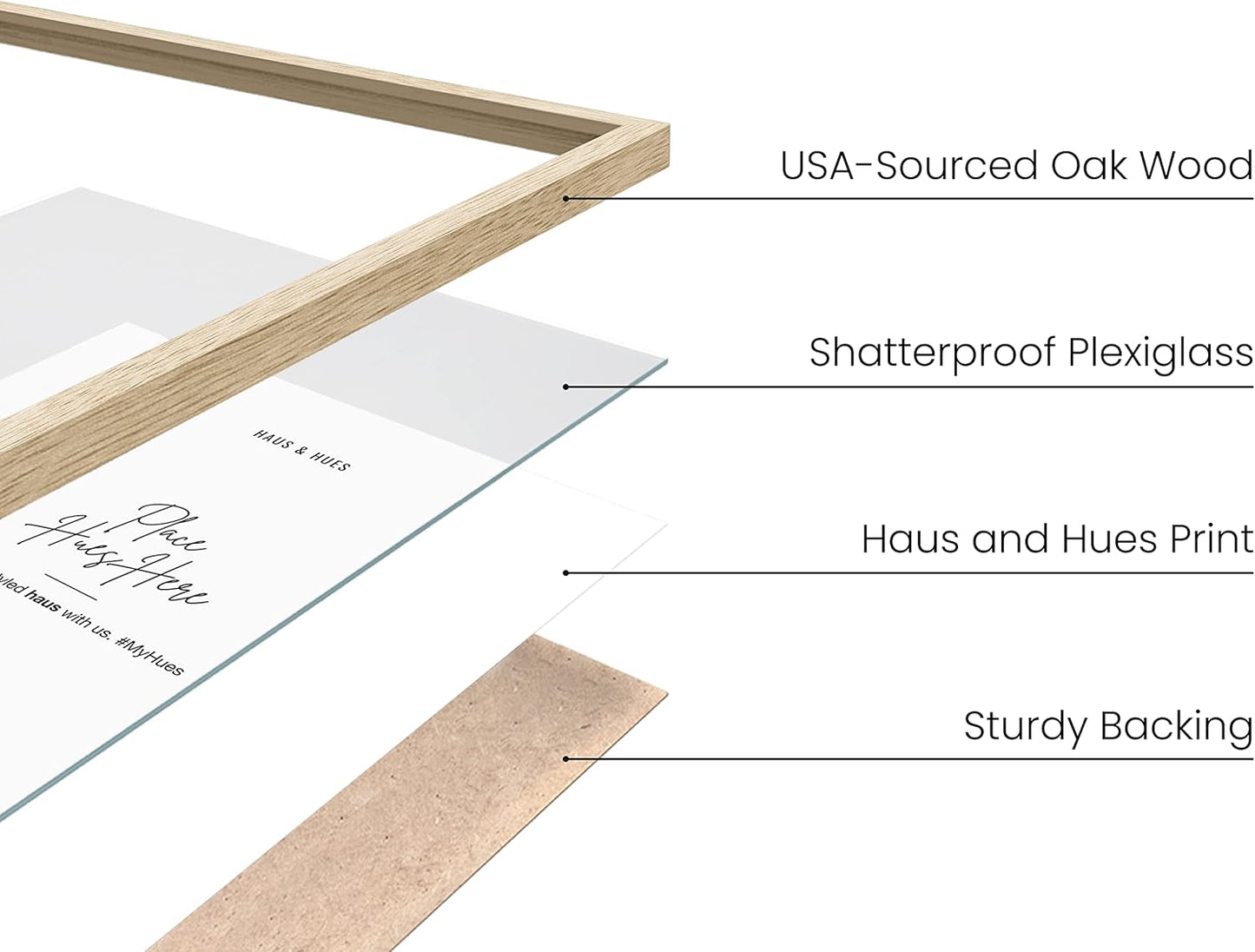 Haus and Hues 16"x20" Beige Oak Wood Picture Frame Set of 4 - 16x20 Wood Picture Frame, 16x20 Frames 4 Pack, 16x20 Poster Frame, 16x20 Frame Wood, 16 by 20 Picture Frames, Set of 4 Frames 16x20 Frame Only (Beige Oak)