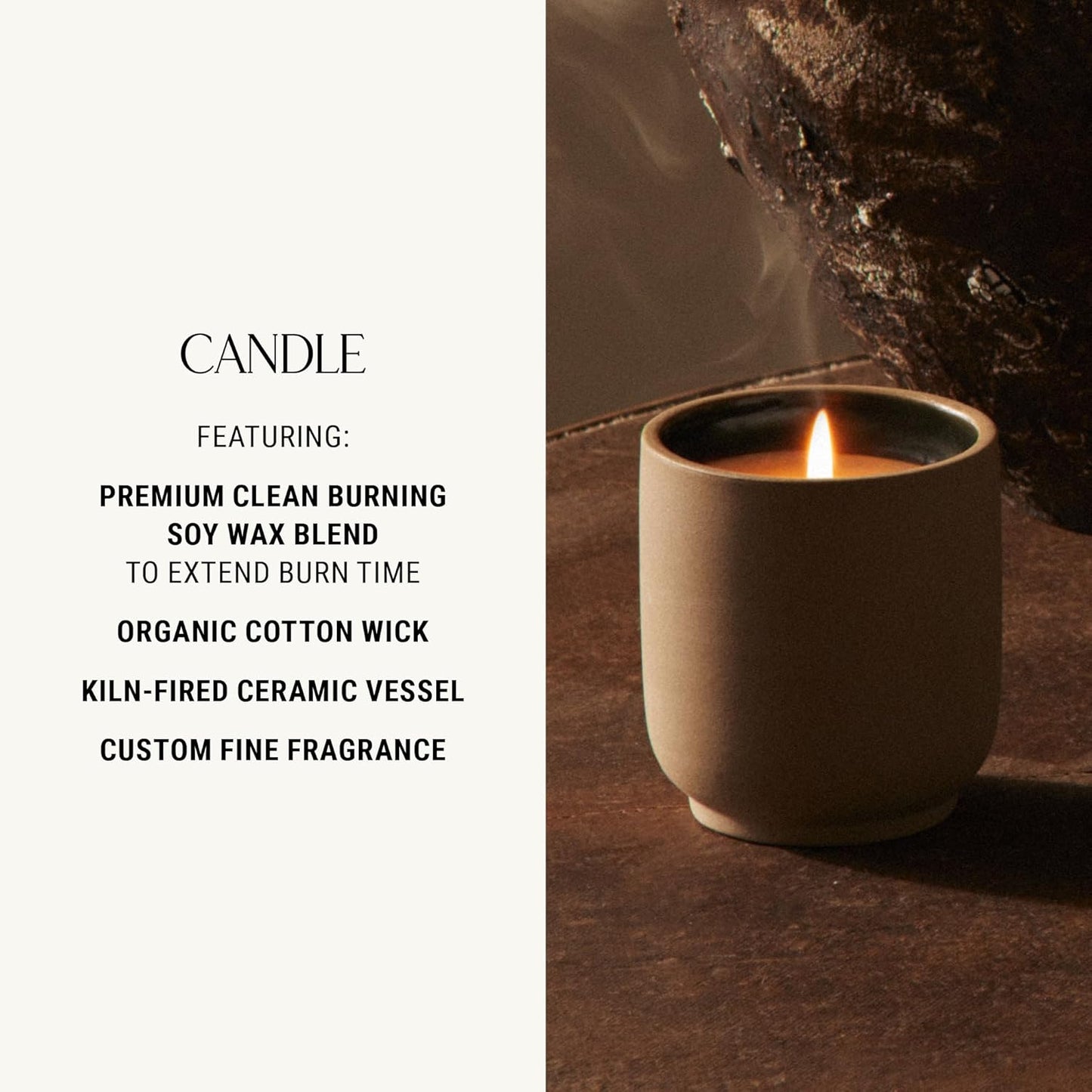 Homecourt Luxury Scented Candle, 60-Hour Burn Time, Soy Wax Blend & Organic Cotton Wick, Kiln-Fired Reusable Ceramic Vessel, Cocomoi, 8 oz