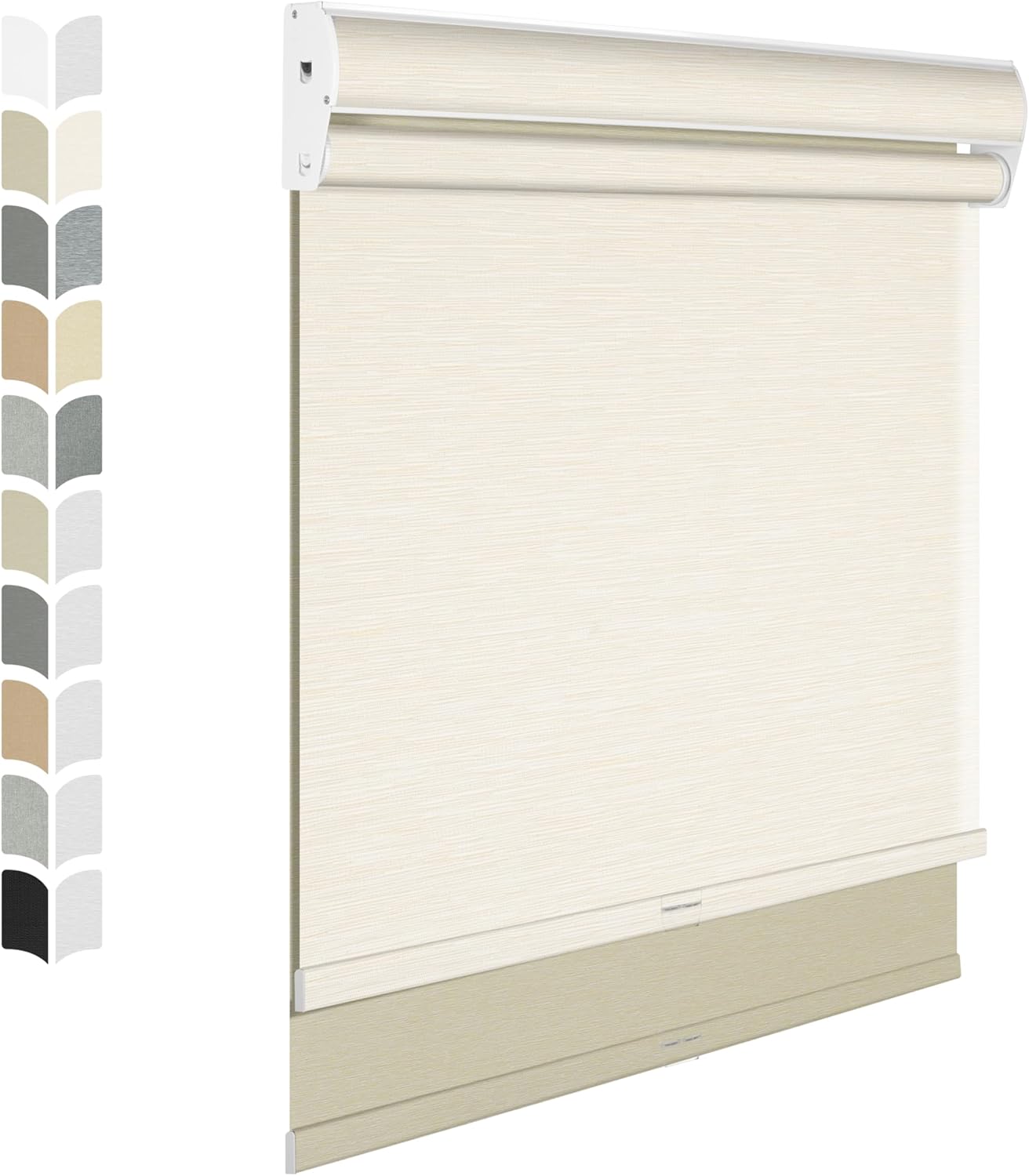 BERISSA Cordless Dual Roller Shades with Cassette Valance,Double Window Shades Blackout and Light Filtering Shades,Day and Night Roller Shades for Home Office Door.Striped Jacquard Beige.32 W x 36" H