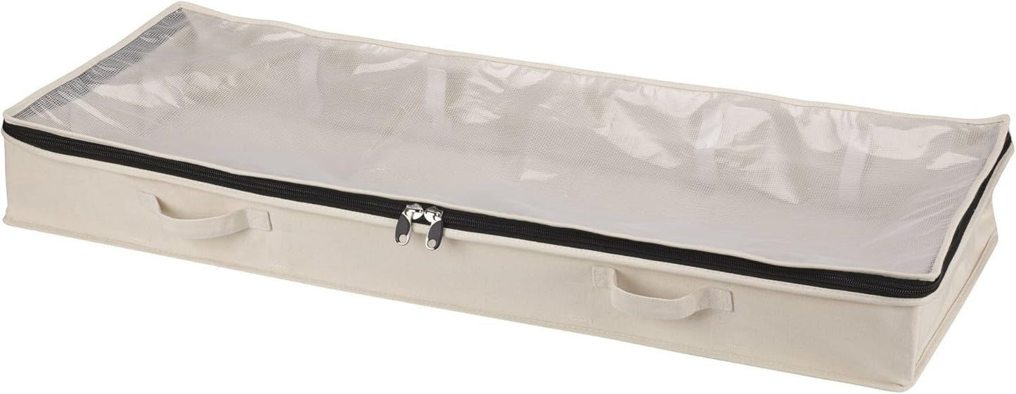 Household Essentials Cotton Canvas Under Bed Clothing and Linen Storage Bag | Natural
