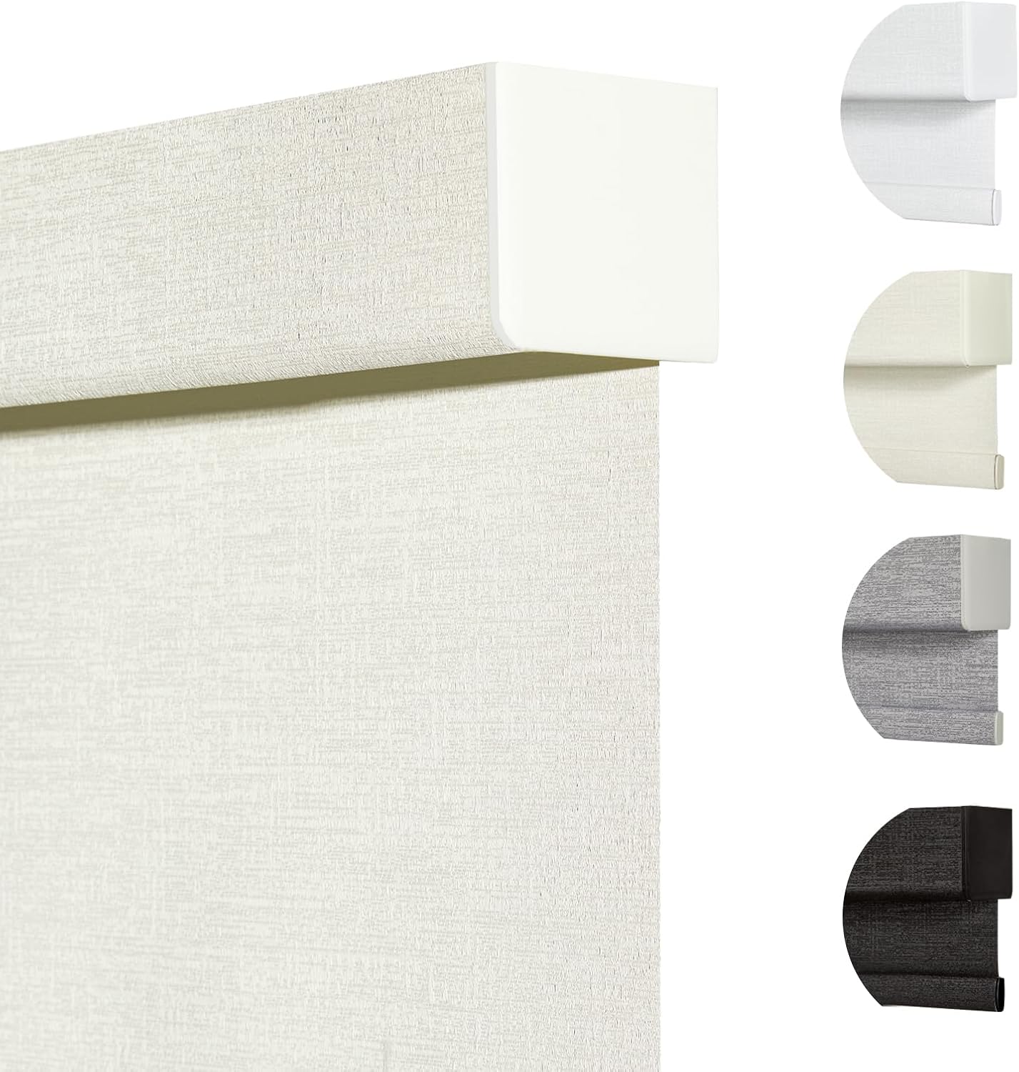 Persilux Blackout Shades for Windows Cordless Roller Blinds, Roller Windows Shades for Home with Fabric Attached Valance, UV Protections Easy Installation for Door/Office, Limestone(14" W x 84" H)