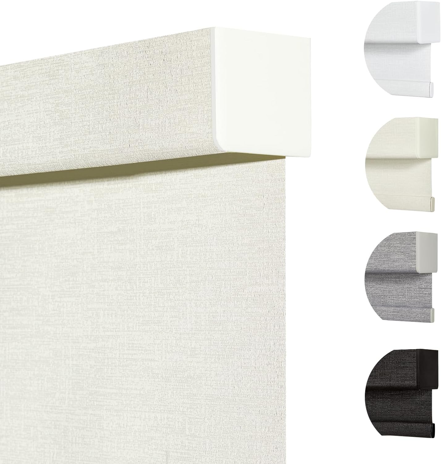 Persilux Blackout Shades for Windows Cordless Roller Blinds, Roller Windows Shades for Home with Fabric Attached Valance, UV Protections Easy Installation for Door/Office, Limestone(26" W x 64" H)