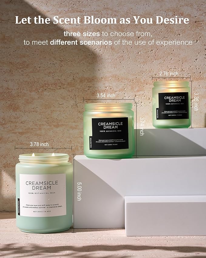 M&SENSE Orange Creamsicle Scented Candle, 19.4oz 110 Hours Slow Burning Non Toxic Natural Soy Wax 2 Wick Candle for Home Scented, Long Lasting Home Fragrance Gifts for Housewarming & Anniversry