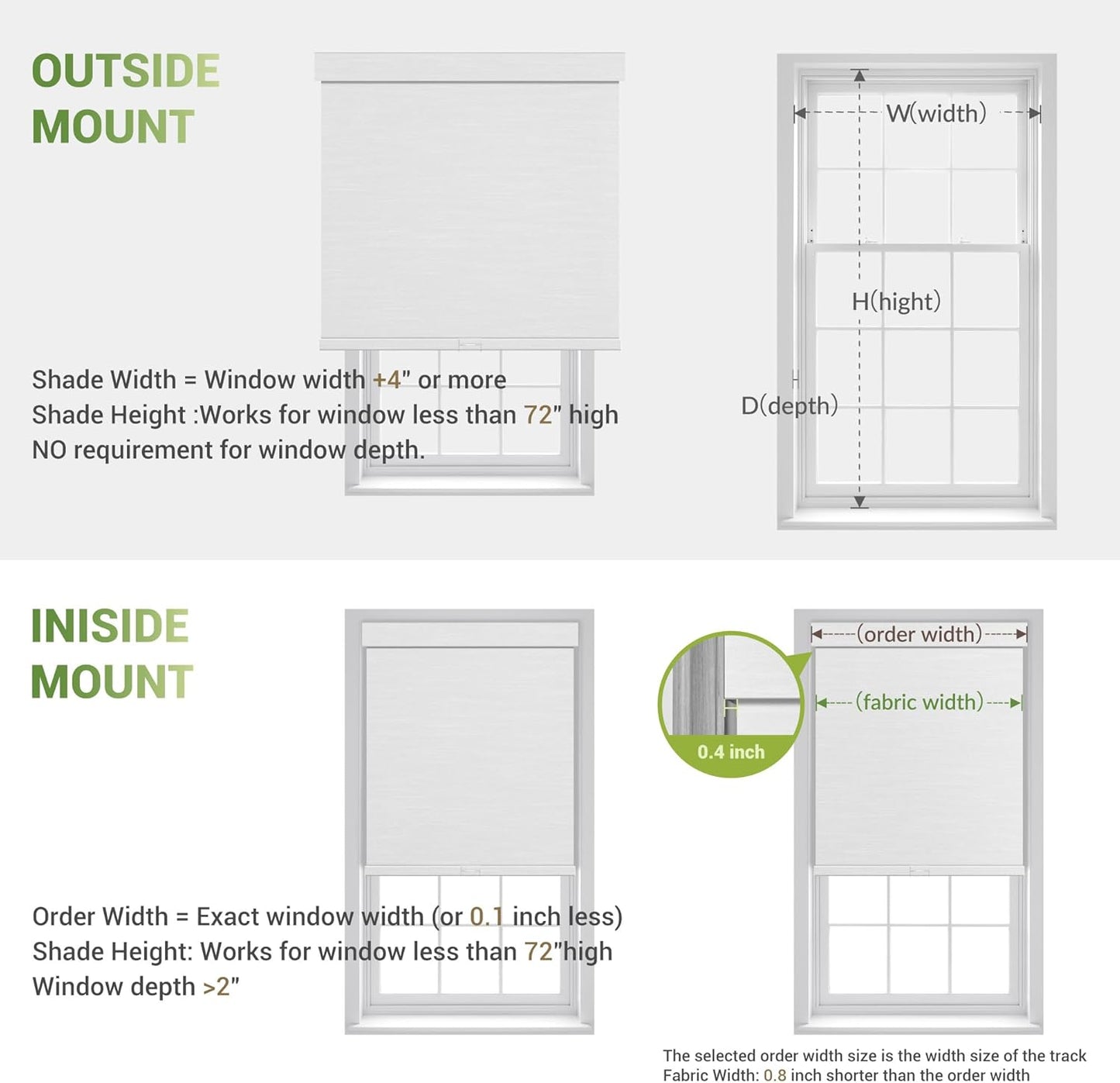 Blackout Roller Shades for Indoor Windows, Cordless Jacquard Fabric-Matched Roller Blinds, Easy to Install Privacy UV Protection Roll Up Blinds for Home Office, Pure White, 36" W x 72" H