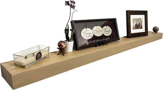 joelsantiques 30 Inch Floating Shelves for Wall - 30x6x2 in - Unfinished Wood Shelf Design, Wooden Wall Shelves for Bedroom, Bathroom, Kitchen and Living Room - Display and Store Your Décor at Home