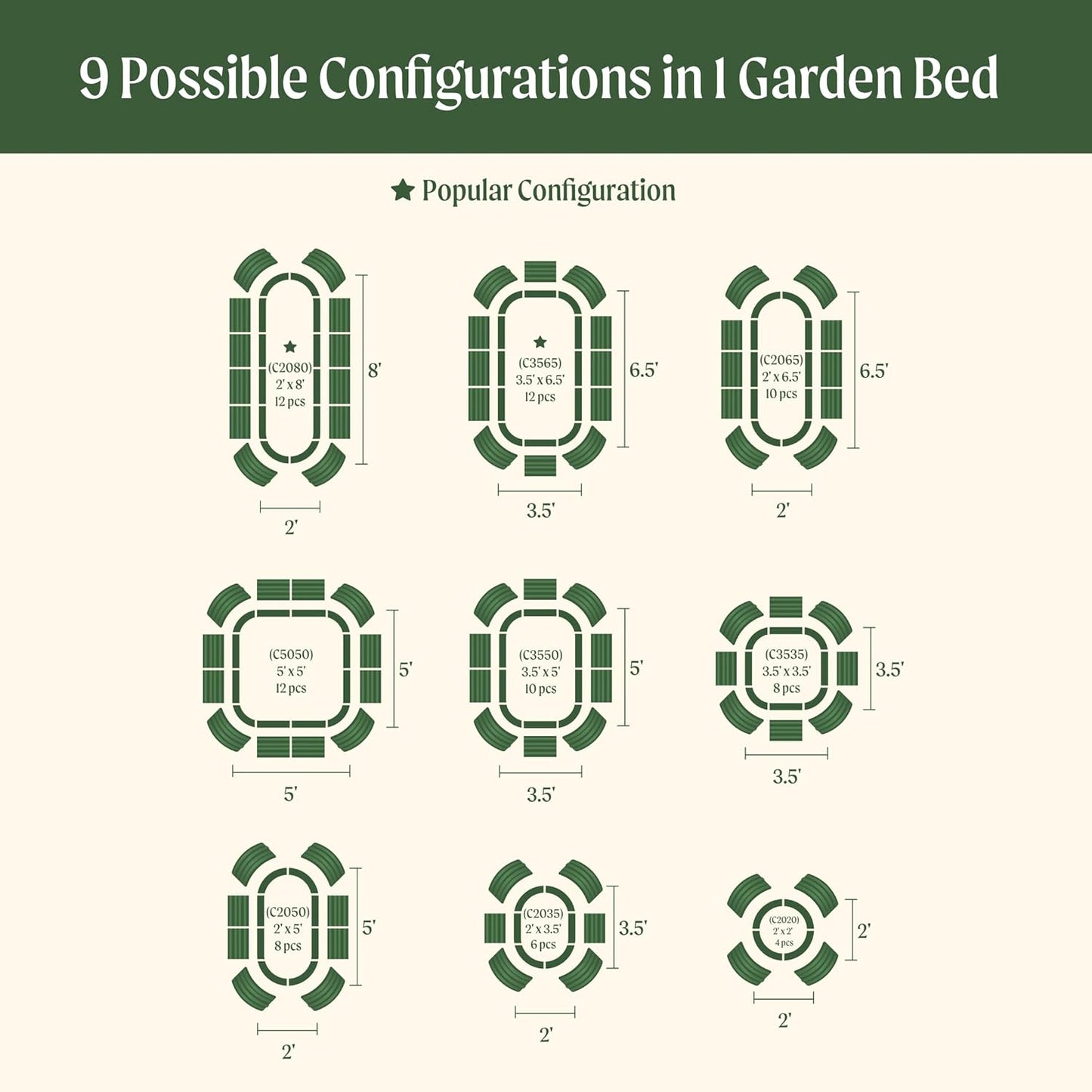 Vego garden Raised Garden Bed Kits, 17" Tall 9 in 1 8ft X 2ft Metal Raised Planter Bed for Vegetables Flowers Ground Planter Box-British Green