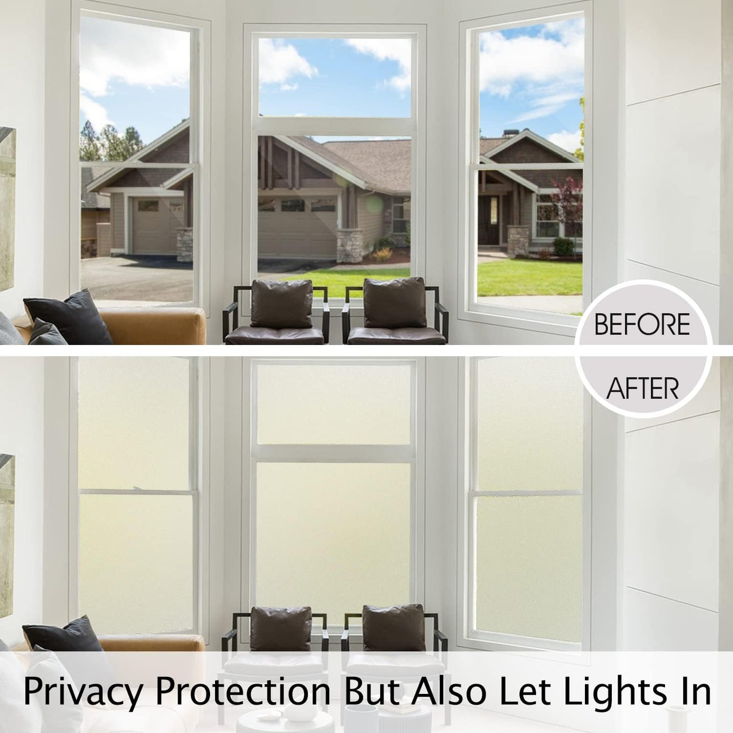 HIDBEA Frosted Window Privacy Film Heat Control UV Blocking, Static Cling Non-Adhesive Reusable Door coverings for Bathroom Home Office (Frosted 35.4 Inch x 8.2 Feet)