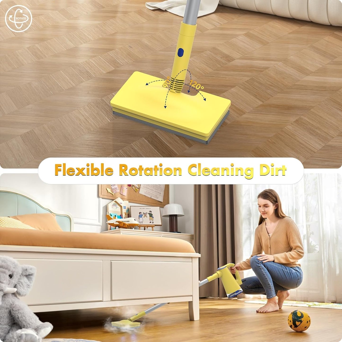 Steam Mop with Detachable Handheld Steam Cleaner for Home Cleaning,13OZ Water Tank,with Handheld 6-in-1 Multi-function Attachments for Hardwood Floors,Clothes,Windows,Tiles Grout and Furniture