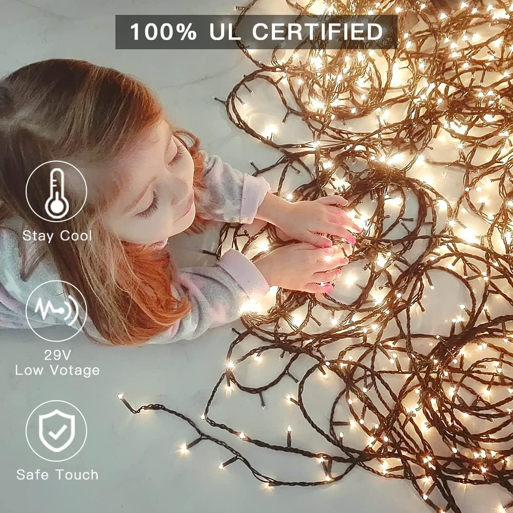 AmyHomie Color Changing Halloween Lights, 108Ft 300LED Warm White&Multicolor Christmas String Lights, 8 Modes Waterproof Fairy String Lights for Outdoor & Indoor Tree Home Patio Garden Decor