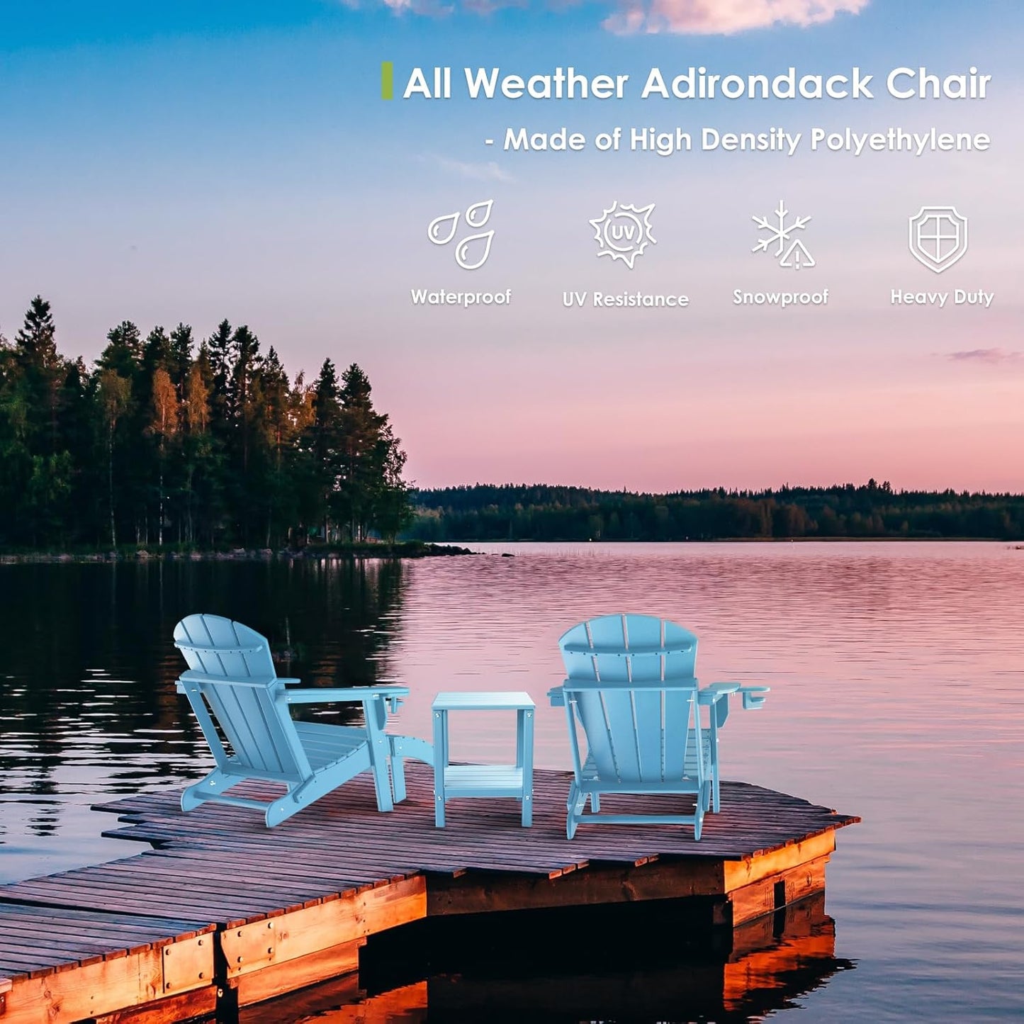 GREENVINES Adirondack-Ottoman | Set of 4 | HDPE Plastic | Outdoor Footrest | All Weather | Foot Rest | Foot Stool | Arctic | for Adirondack Chair | for Patio Backyard Pool