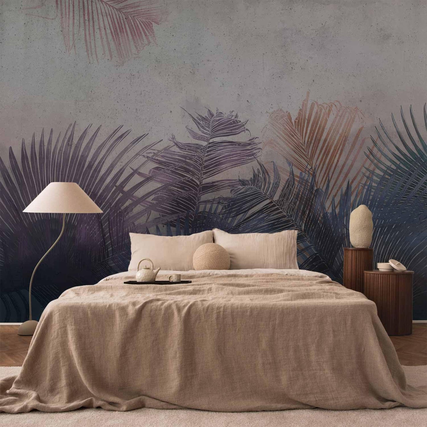 artgeist Wall Mural Jungle 193x138 in - XXL Peel and Stick Self-Adhesive Wallpaper Removable Large Sticker Foil Wall Decor Print Picture Image Design Leaves Botanical Nature Purple Grey b-A-0827-a-a
