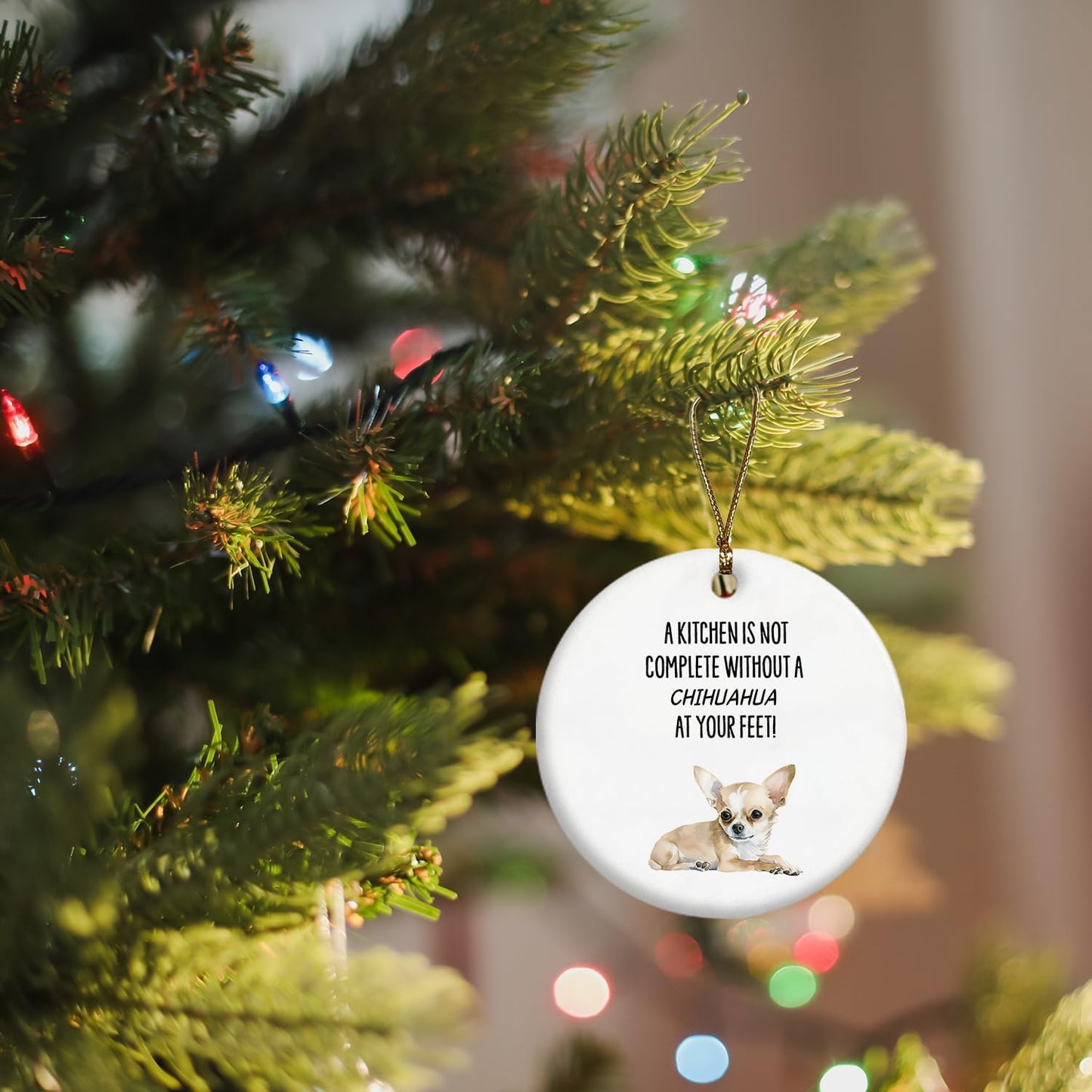 Chihuahua Ornament, Chihuahua Ornaments for Christmas Tree, Chihuahua Gifts for Women, Chihuahua Christmas Tree Decorations, Chihuahua Ceramic Ornaments, Chihuahua Decorative Hanging Ornament