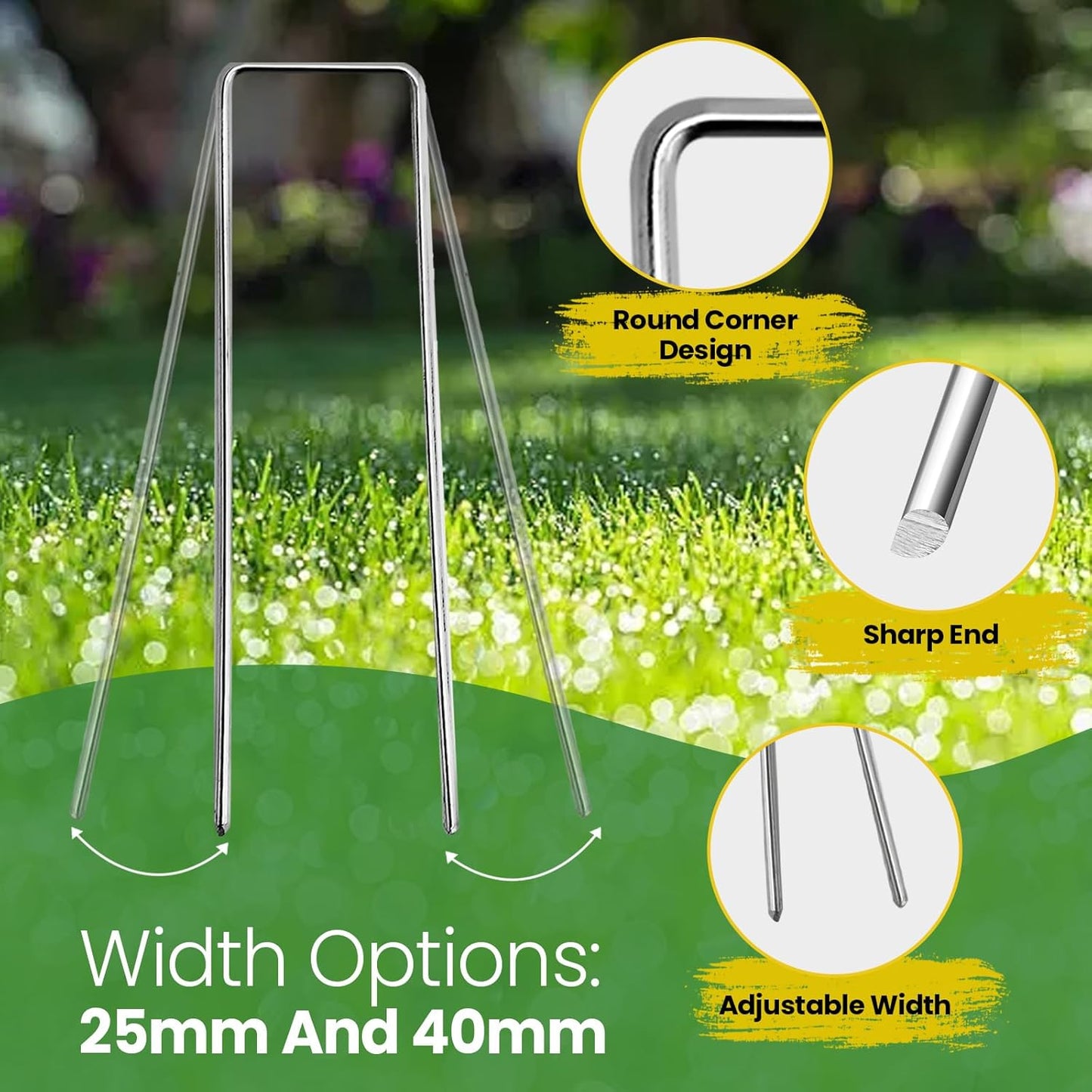 Landscape Staples Galvanized 10 Inch 60 Pcs, Metal Garden Stakes 1.6 Inch, Garden Staples for Weed Barrier Lawn 11 Gauge