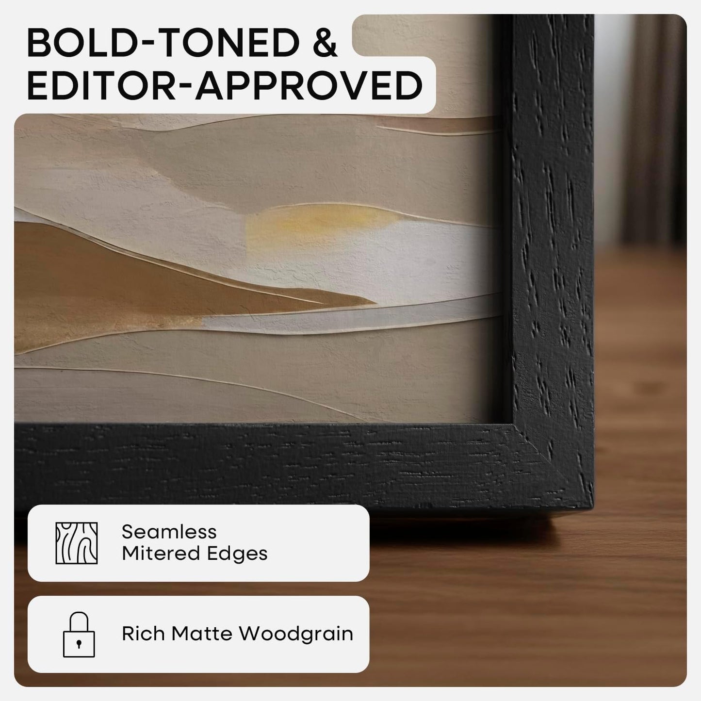 Homeforia 16x24 Black Wood Frame, High End Oak 16x24 Picture Frames with Mat 12x18 Photo, 16 x 24 Wooden Poster Frame Matted to 12 by 18 Print, 24x16 Hanging Frames, Tempered Glass, Wall Kit, Set of 1