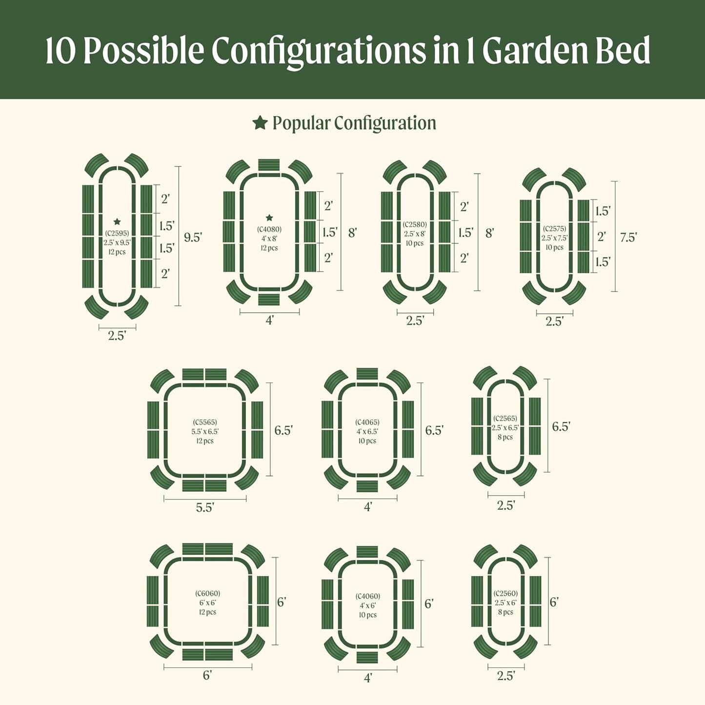 Vego garden 32" Extra Tall Raised Garden Bed Kits,10 in 1 Modular Raised Planter Box for Vegetables Flowers Fruits Oval Metal Raised Garden-Modern Gray