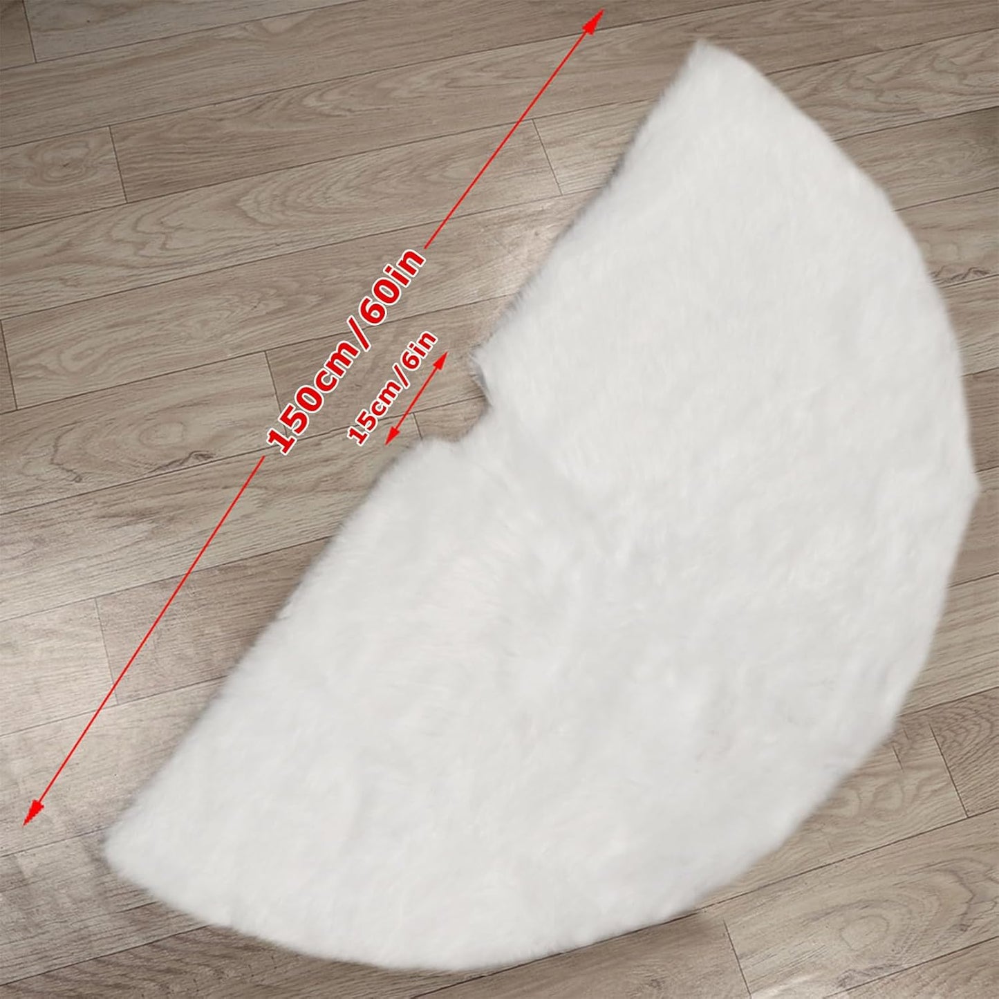AerWo Christmas Tree 60 inches White Plush Skirt Decoration for Merry Christmas Party, High-End Soft Classic Fluffy Faux Fur Christmas Tree Skirt Decorations for Xmas Tree Decorations and Ornaments