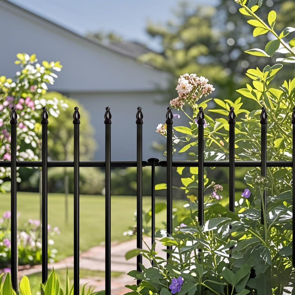 Metal Garden Fence 32 inch H x 24 inch W (5 Panels, Total Length 10 ft) No Need Dig Outdoor Rustproof Animal Barrier Fencing Border Fence for Dog, Patio,Yard, Landscape, Flower Bed