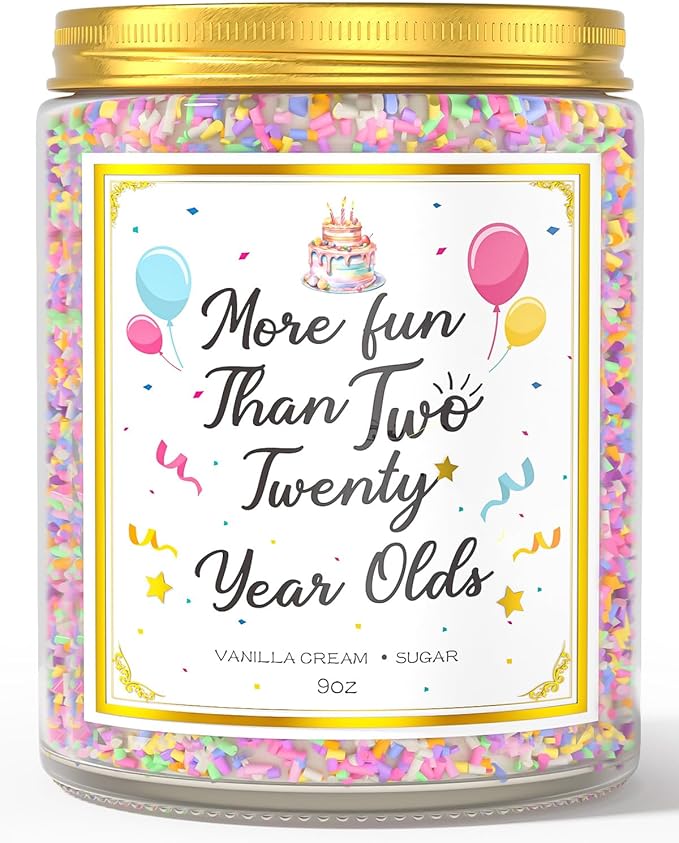 40th Birthday Candles Gifts for Women- 9 oz Happy Birthday Candle with Vanilla Birthday Cake Scent, Gifts for Women & Men, Friendship Ideas