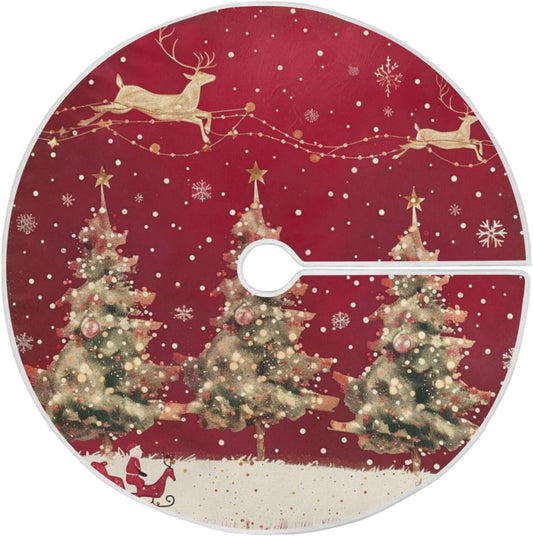 Christmas Tree Skirt, 36 Inch Christmas Trees Reindeer Xmas Tree Skirt for Christmas New Year Party Decorations Christmas Tree Mat