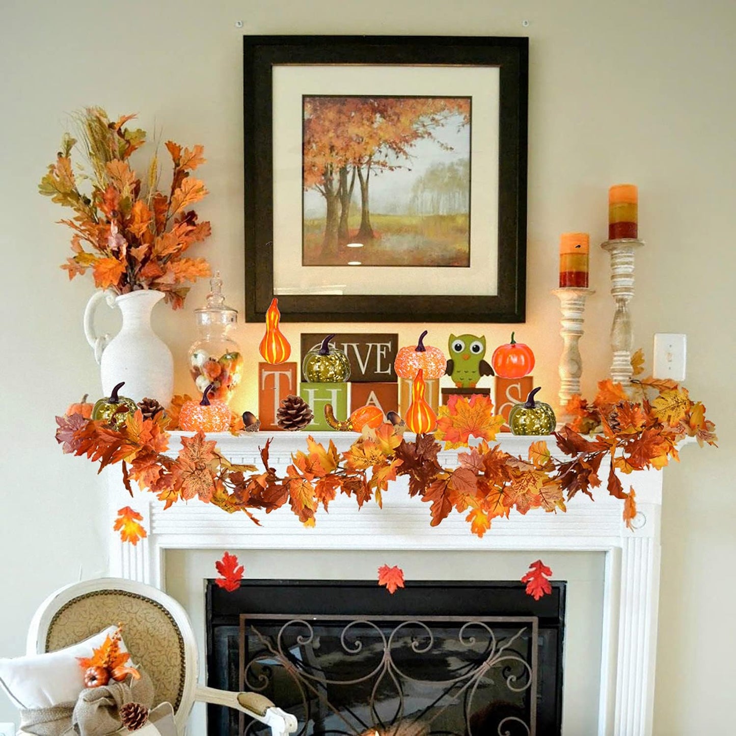 Lvydec 2 Pack Maple Leaves Fall Garland Clearance - 5.9ft/Strand Artificial Fall Foliage Garland Colorful Autumn Leaves Decoration for Home Wedding Party Halloween Thanksgiving