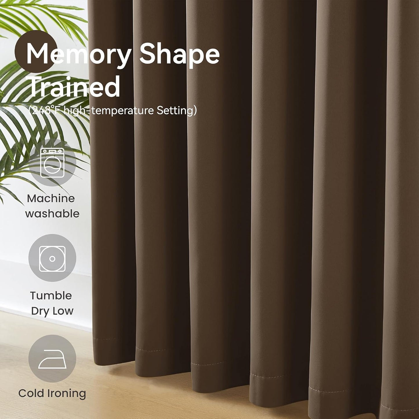 KangBang Chocolate Brown Blackout Curtains 90 Inches Long for Bedroom, Pinch Pleated Thermal Privacy Assured Draperies for Living Room Kitchen with Hooks,40”Wx90”L,2 Panels