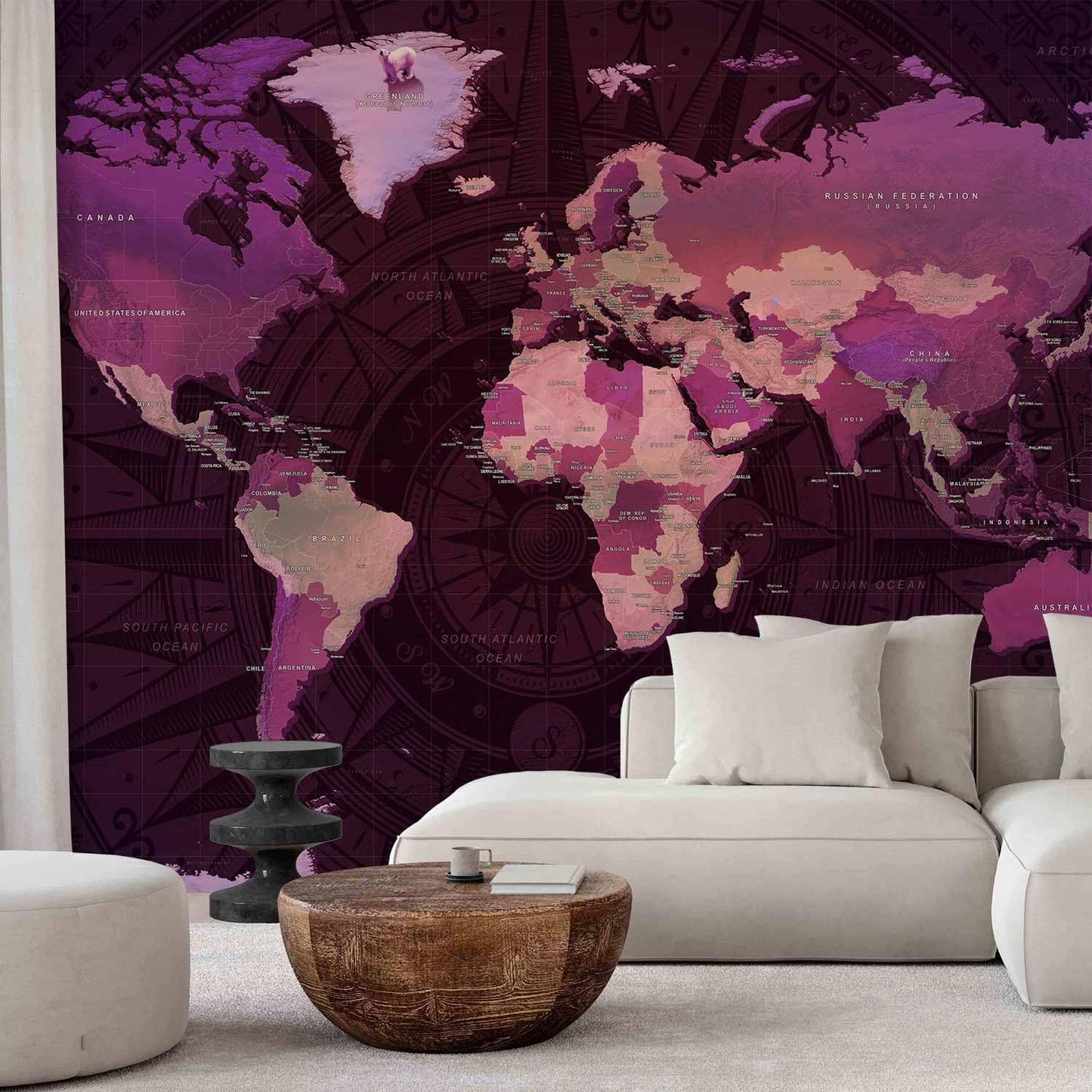 artgeist Wall Mural World Map 77x55 in - XXL Peel and Stick Self-Adhesive Wallpaper Removable Large Sticker Foil Wall Decor Print Picture Image Design Map of The World k-A-0273-a-a