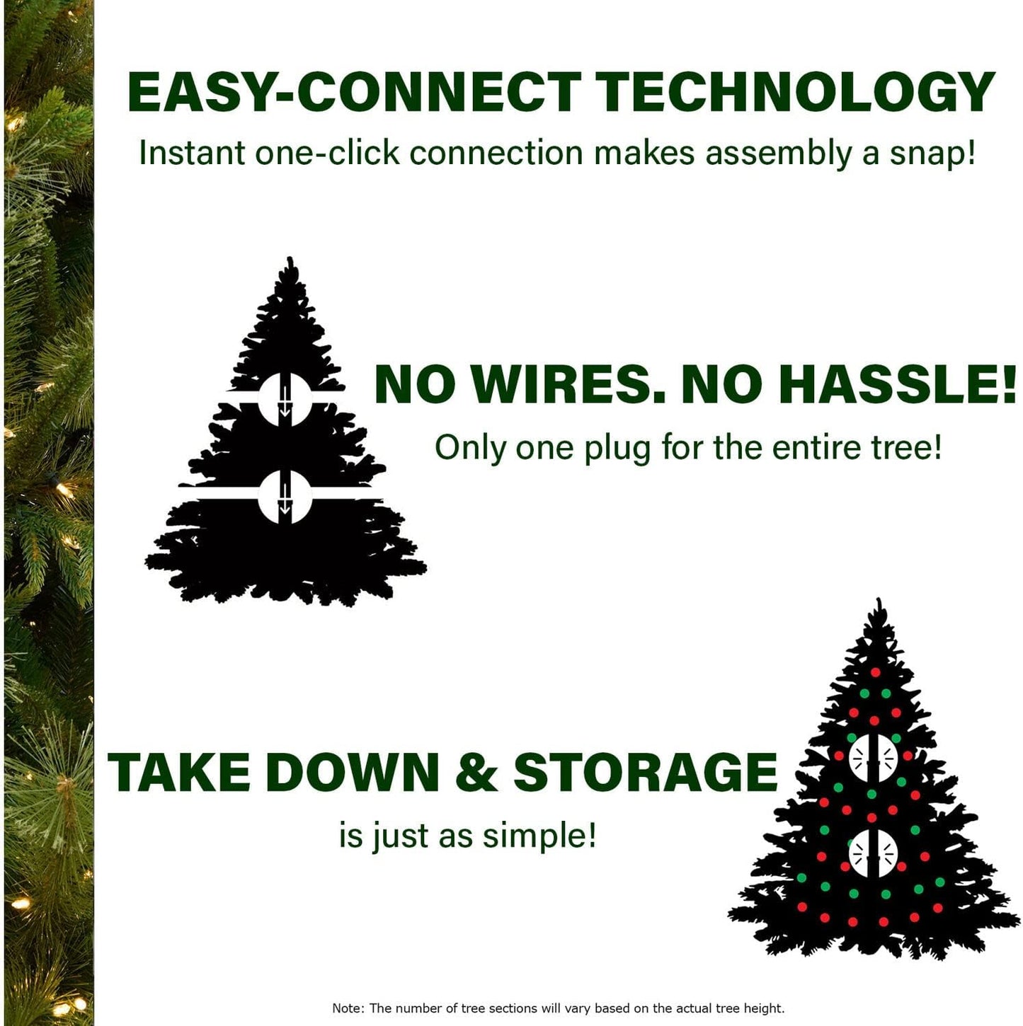 Fraser Hill Farm 7.5-Ft. Foxtail Pine Artificial Christmas Tree with White Incandescent Smart Lights and Stand, Prelit Foldable Fake Tree with Realistic Foliage for Home Decoration