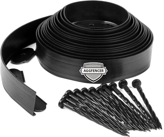 2 in x 25 Ft Garden Landscape Edging, No Dig Garden Edging Border Kit with 46 Pcs Spikes for Flower Bed Lawn Yard Grass Black