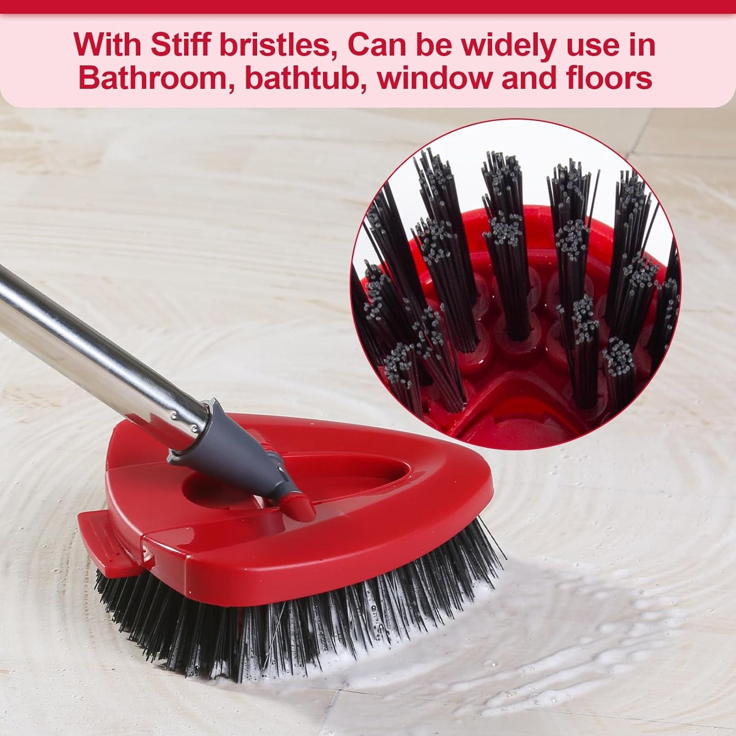 2 Pack Scrub Brush Head Replacement Compatible with O Cedar EasyWring Spin Mop 1-Tank System, Floor Scrubber Head, Shower Scrub Brush with Hard Bristles for Cleaning & Scrubbing