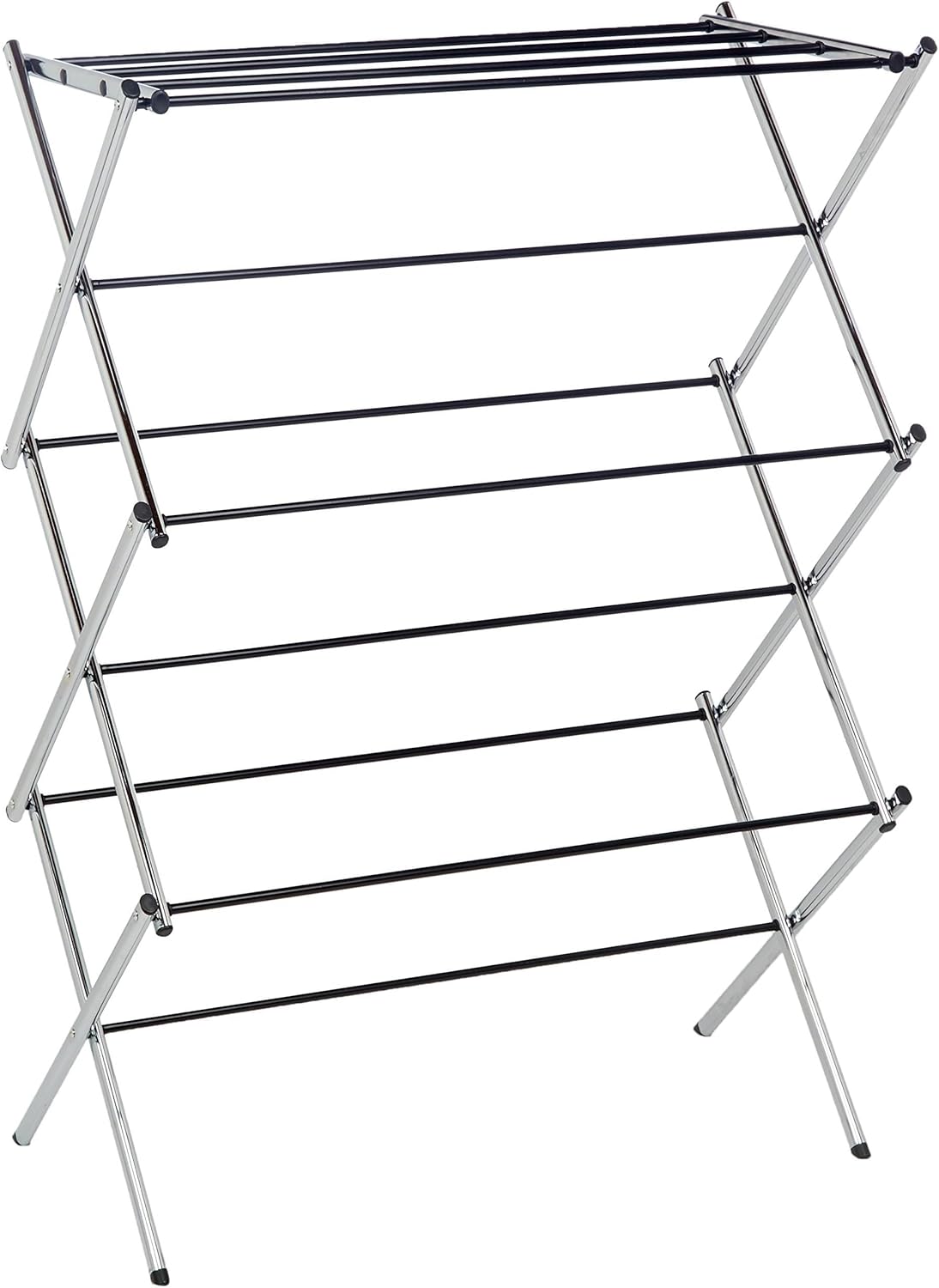 Amazon Basics Foldable Portable Laundry Drying Rack for Indoor Air Drying Clothing, 14.5 x 29.5 x 41.8 inches (LxWxH), Chrome Silver