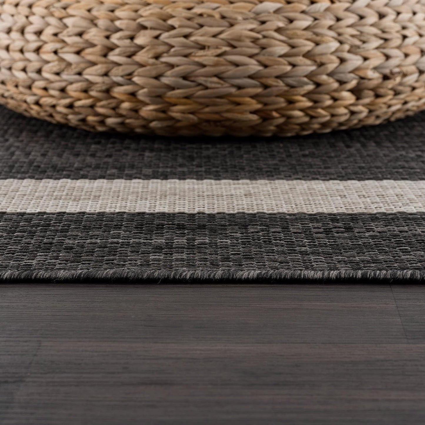 CAMILSON Outdoor Rug 8x10,Modern Outside Rugs for Patios Porches Waterproof Durable Washable Non-Shedding, Easy-to-Clean Indoor Outdoor Area Carpet (8 x 10, Bordered - Dark Gray/Light Gray)