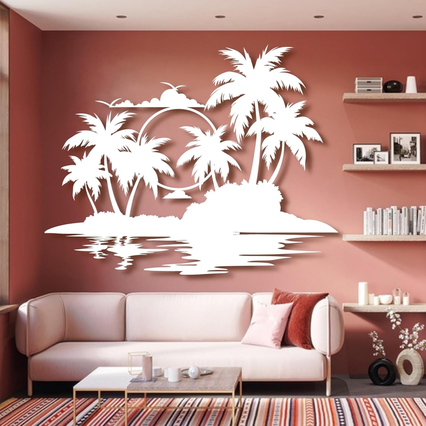 Lunwall Palm Tree Metal Wall Art, Tropical Palm Tree Wall Decor, 47 L" x 37 W" / 120 x 94 cm, Indoor and Outdoor Use