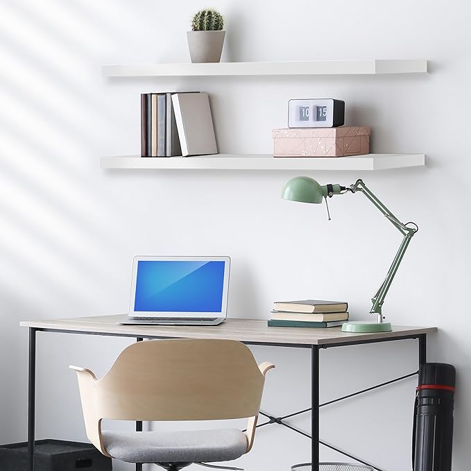 Sorbus Floating Shelves for Wall - 35 Inch Long Bathroom Shelves, Wall Decor for Bedroom, Kitchen, Living Room & Book Storage - Mounted Floating Shelf with Invisible Brackets (White, 2 Pack)
