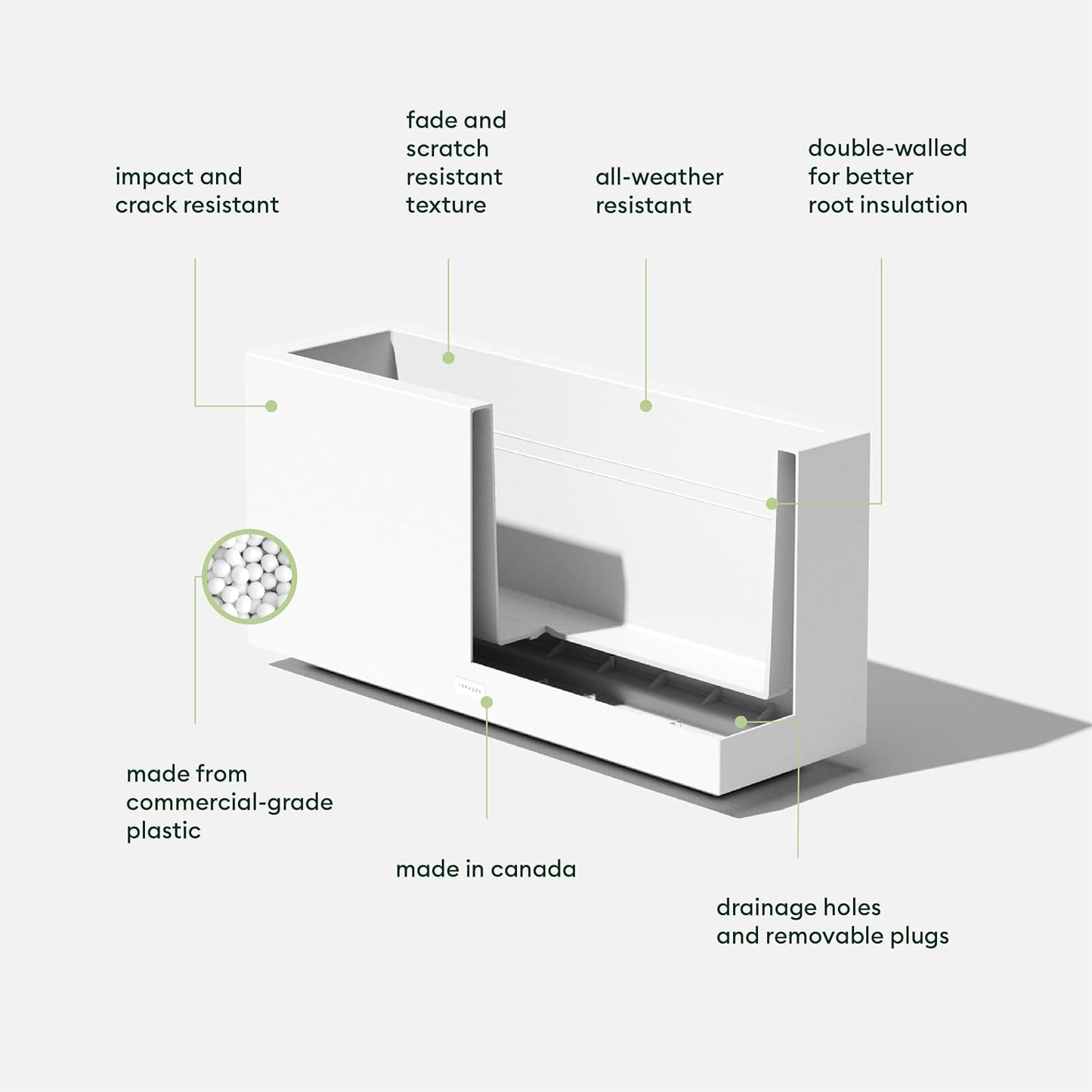 Veradek Block Series Long Box Planter - Large Rectangular Planter for Indoor or Outdoor Patio/Porch | Durable All-Weather Use with Drainage Holes | Modern Décor for Tall Plants, Flowers or Shrubs