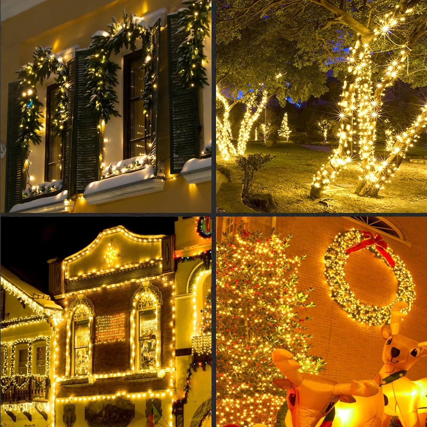 200LED (4pk of 50L) String Lights, LED Christmas Lights, 6" SPACING,Green Wire,Yellow