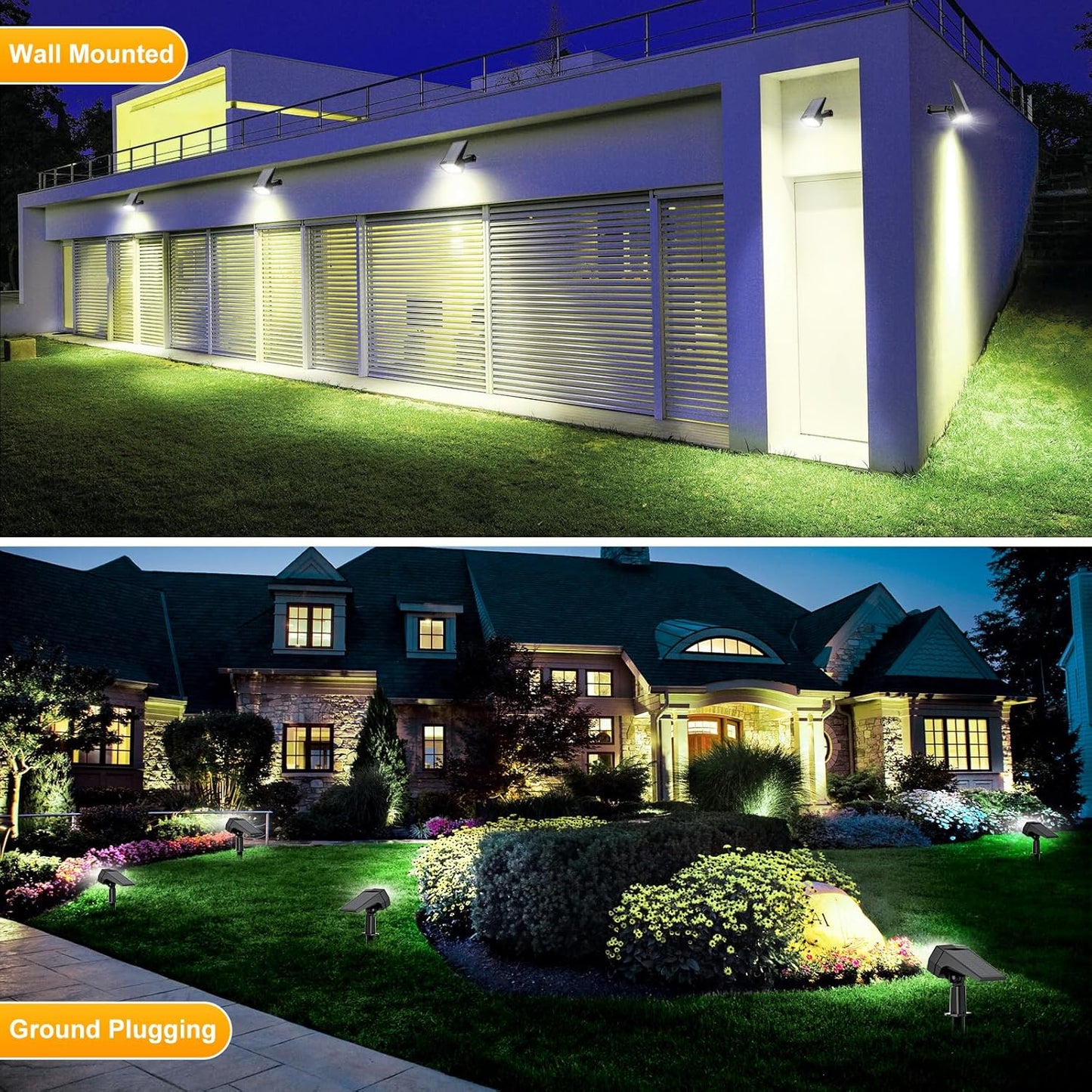 Fabrito 72 LEDs Solar Spot Lights Outdoor Waterproof, 3 Modes Landscape Spotlights, Dusk to Dawn Solar Powered Flood Wall Lights for Outside, Solar Garden Lights for Yard Porch 6 Pack (Cool White)