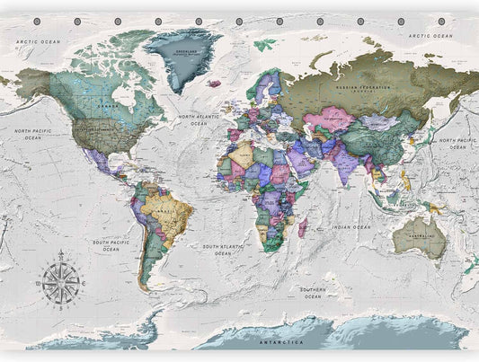 artgeist Wall Mural World Map 193x138 in - XXL Peel and Stick Self-Adhesive Wallpaper Removable Large Sticker Foil Wall Decor Print Picture Image Design Map of The World k-A-0380-a-a